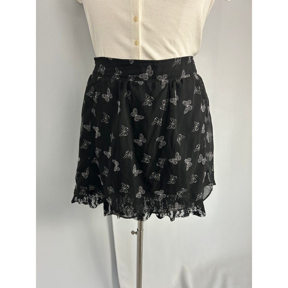 TRIPP NYC Mini Skirt Plus Size 20 Black Lace Butterfly Ruffle Goth Fairy Grunge
